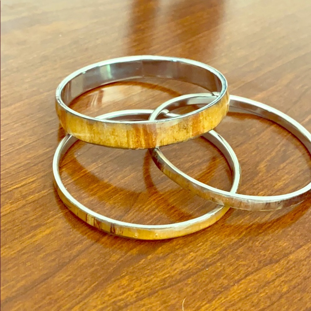 Wooden Inlay Bangled Bracelets.